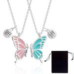 Friendship Necklace, 2 Pcs, Butterfly Bff Necklace, Best Friend Necklace, Butterfly Friendship Necklace, Best Friend Pendant Set, Christmas Sister Gifts Birthday Jewelry