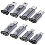 Verilux 8Pcs USB OTG Connector, C/Light-ning to Micro Adapter, Type C/Micro to Light-ning Converter, Micro/Light-ning to Type C Extender, C/Micro to Mini USB for with iPhone 16/15, Galaxy S25/S24/S23