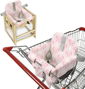 Padded Shopping Cart Cover for Baby Boy & Girl, High Chair Cover for Restaurant Seat, Machine Washable Infant Toddler Buggy Seat Cover (Pink Bow)