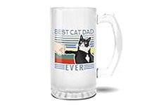 Best Cat Dad Ever Vatertag Pint Glass Mug Frosted Transparent Stein | Novelty Mug for Beer Gift 500ml