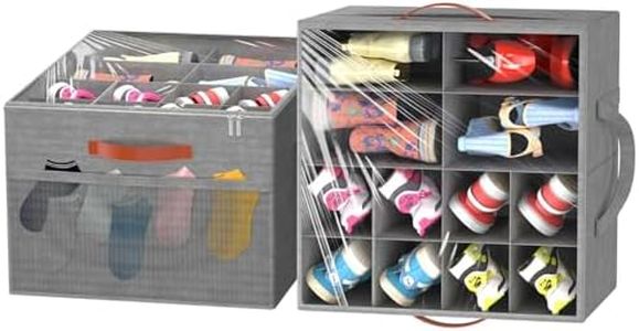 Aokeyee Shoe Storage Organizer for Closet, Large Shoe Box Storage Containers with Clear Cover and Reinforced Handles, Foldable Shoe Storage Organizer Box Bin, Fits to 12-16 Pairs, 2 Pack (Grey)
