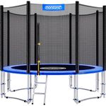 MONZANA® 12ft Complete Trampoline Set | TÜV SÜD GS Certified | 366cm With Safety Net Access Ladder Edge Cover Spring Tool | Home Childrens Garden Outdoor | Blue Black