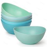 6.2'' Bamboo Fiber Cereal Bowls Set of 6, Soup Bowls 24 Oz for Serving Salad, Snack, Side Dishes, Colourful Oval Lightweight Bowls for Breakfast, Lunch and Dinner, Dishwasher&Freezer Safe (Turquoise)