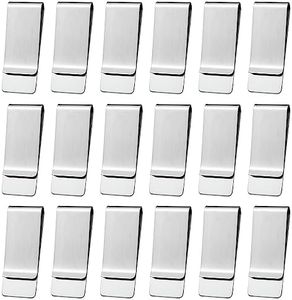 GTILE 18 Pcs Stainless Steel Money Clip, Silver Metal Money Clip for Cash Credit Cards Holder Minimalism Wallet Clip for Women Men (Silver)