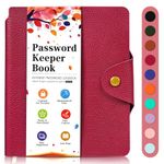 BLESWIN Password Book with Alphabetical Tabs, Username and Password Notebook, Small Password Journal for Internet Address Website Login, Password Logbook with Book Buckle, Pen Loop, Red