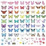 100pcs Temporary Butterfly Tattoos, Colorful Small Butterfly Flowers Tattoo Stickers Waterproof Cute Small Tattoos for Adults Kids Face Body Birthday Party Carnival