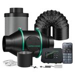 MARS HYDRO 4 Inch Inline Fan and Filter with Temperature and Humidity Controller, Carbon Filter, 33ft Length Flex ducting, 3 Duct Clamps