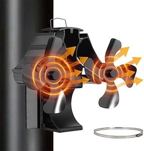 HAWCAFU Ventilador de chimenea magnético 3 en 1, ventilador de estufa sin electricidad, ventilador de chimenea para madera/leña/hoguera/tubo de horno, Stove Fan for Fireplace, con anillo de repuesto
