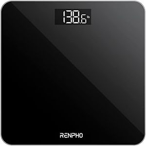 RENPHO Bilancia Pesapersone Digitale Elettronica da Bagno, Bilancia Alta Precisione con Ampio Display a LED Retroilluminato, Tecnologia Step-On, Ultrasottile, Capacità 180kg, Nero