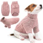 EMUST Pet Sweater, Cute Dog Sweaters for Medium Dogs with Diamond Pattern, Warm Dog Sweater for Cold Weather, Pink L