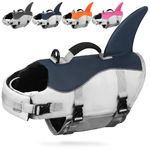 AMZNOVA Shark Dog Life Jacket, Buoyancy Aid with Handle, Dog Life Vest for Swimming & Boating, Ripstop & Buoyancy for Doggy, XS, Majolica Blue