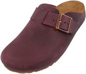 HAFLINGER Porto Elegant Clog Leather Rubber Sole and Cork Latex Footbed Slippers Unisex, Bordeaux, 9.5 AU