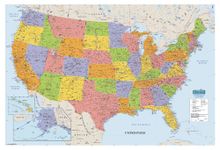 House of Doolittle Laminated United States Map, 38 x 25 Inch with Write On/Wipe Off Feature, Recycled (HOD721) by House of Doolittle