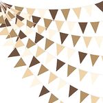 32 Ft Brown Party Decorations Ombre Brown Pennant Banner Fabric Triangle Flag Bunting Garland for Woodland Teddy Bear Baby Shower Jungle Safari Birthday Boho Wedding Bridal Shower Party Supplies