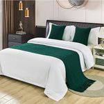 Morbuy Bed Runners Tassels, Scarf Bedspread Scarves Decoration Bed Scarf Hotel Bed Towel Luxury Protection for Bed Cover Single Double Super King Size (60x230cm for 180cm bed,Dark green)