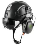 Safety Helmet Hard Hat with Visor and Ear Protection Adjustable Lightweight Vented ABS Work Helmet for Men and Women 6-Point Suspension ANSI Z89.1 Approved Ideal for Industrial & Construction