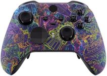 eXtremeRate Neon Novel Patterned Faceplate Cover, Soft Touch Front Housing Shell Case Replacement Kit for Xbox One Elite Series 2 Controller Model 1797 - Thumbstick Accent Rings Included