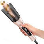 LANDOT Hair Curler Automatic 1-inch - Easy-to-Use Self Curling Wand, Ceramic Dual Voltage Curling Iron for Women, Effortless Curls, Anti-Scald, Tangle-Free, Adjustable Temp, Rose Gold