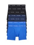 Calvin Klein Men's Cotton Stretch 7-Pack Boxer Brief, 3 Black, 2 Blue Shadow, 2 Cobalt Water, Medium