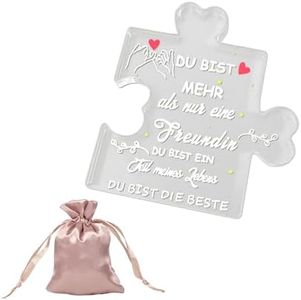 Puzzle acrílico de 1 pieza con grabado y 1 bolsa de almacenamiento, regalo de amistad, regalo para la mejor amiga, adorno de rompecabezas, decoración de habitación