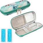 BELLE VOUS Insulin Cooler Travel Case with 2 Reusable Ice Packs - Diabetic Medication Organiser Bag for Insulin Pens and Other Diabetic Supplies - Portable Medical Cool Bag with Light Blue Design