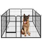 Dog Playpen, Pet Gate Puppy Playpen Large Dog Kennel Dog Fence 40 Inch Fence Exercise Pen Gate Foldable 8 Panels with Door Options Ideal for Pet Animals Outdoor Indoor (40 Inch)