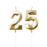 25th Birthday Candles, Number 25 Candle, Gold Candles, Birthday Candle for Cake, Happy Birthday Candle, Cake Candles Cake Topper Decorations for Birthday Party Wedding Anniversary Celebration Supplies