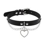 Gothic Punk Leather Choker Necklace PU Leather Heart Choker Collar Necklace Goth Jewelry Gifts for Women Men (black)