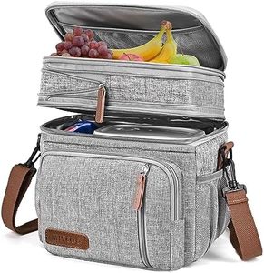 MIYCOO Lunch Bag for Women Men Double Deck Lunch Box - Leakproof Insulated Soft Large Adult Lunch Cooler Bag for Work, (Grey,15L)