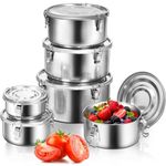 LEEPENK 6 Pcs 304 Stainless Steel Containers With Lids Stainless Steel Snack Containers for Kids,Kimchi Containers Leakproof Stainless Steel Food Storage Containers for Lunch Soup Salad Leftover