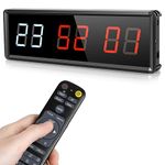 PELLOR Gym Timer, Gym Clock, Large Digital Timer Stopwatch Count Down/Up, Digital Wall Clock With Remote Control, Interval Timer With Adjustable Brightness, Training Timer for Home Garage Outdoor