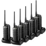 Retevis RB85 Walkie Talkies for Adults, Long Range 2 Way Radio AI Noise Reduction, 2000mAh Emergency Alarm Walkie Talkie Professional for Construction Site, School, Industry (Black, 6Pcs)
