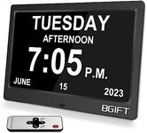 10.1" Digtal Clock with Day and Date for Seniors, Large LCD Display, Auto Dimmable, 12 Alarm Settings - Best Gift for Elderly