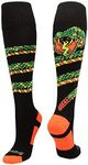 MadSportsStuff Crazy Snake Soccer Style OTC Socks (Black/Neon Orange, Medium)