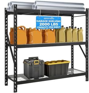 SereneLife Heavy Duty 3-Tier Metal Garage Shelving | 24" x 77" x 72" Extra Wide Adjustable Storage Utility | Freestanding Bulk Storage Rack | Open Wire Mesh Design | 2000 lbs. Capacity