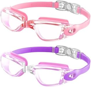 NSSIW Kids Swim Goggles Kids-Goggles-for-Swimming: Kids Goggles Anti Fog Youth Pool Goggles with UV400 and No Leak 2 Pack Ages 6-14