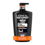 L'Oréal Men Expert, Pure Carbon, 5-in-1 XXXL Shower Gel, A Total Action Body, Face, Hair Wash, Shave and Moisturiser Powered By Carbon, Total 5-in-1 Action, Large 1L Pump