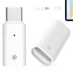 MoKo 2 Pack Charging Adapter for Apple Pencil 1st Generation, USB-C to Apple Pencil Adapter + Female to Female Charging Connector, USB-C Male to Female Charger Adapter for iPad 10th Gen, White