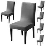 HOKIPO Chair Covers Set of 6, 200 GSM Velvet, Dark Grey (AR-4735-DGRY*6)