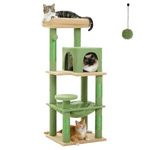 PAWZ Road Cactus Cat Tree Medium Cat Tower, Activity Center stable and sturdy, Cat Tree with hammock and wide Cat House size M Green