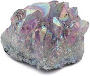 KALIFANO Angel Aura Amethyst Geode - Titanium Bonded High Energy Amatista Crystal - Natural Reiki Wicca Rock with Healing and Calming Effects (Family Owned and Operated)