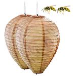 2x Wasp Nests Decoy, The Waspinator Nest Decoy, Hanging Wasp Repellent Nests, Fake Paper Wasp Nest, Artificial Wasp Nest for Home and Garden Outdoors