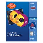 Avery Matte White CD Labels for Inkjet Printers, 16 Face Labels and 32 Spine Labels (28669)