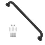 Black Shower Grab Bar w/Anti-Slip Knurled Grip 24 Inch, Munzong Stainless Steel Bathroom Handicap Grab Bars, Safety Bar Balanced Handrail, Handicap Injury Elderly Senior Assist Support Shower Handle