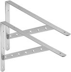 Shelf Brackets 20 Inch (1 Pair) Heavy Duty Stainless Steel Solid L Right Angle Triangle Bracket Wall Hanging Shelves Support Corner Brace 500 Lbs Max Load (Silver)