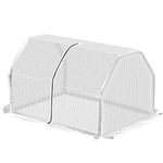 Outsunny 39" x 28" x 24" Portable Mini Greenhouse PE Grow House with Zipper Door Gardening Plant Cover Steel Frame