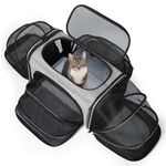 Siivton Cat Carrier,4 Sided Expandable Pet Carrier for Travel,Collapsible Soft-Sided Carriers with Removable Fleece Pad and Shoulder Straps,Airline Approved(17.5"x 11"x 11")