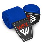 WFX Boxing Hand Wraps 3.5 4.5 Meter Martial Arts Bandages Inner Gloves Wrist Support Straps Punching Under Hand Knuckles Heavy Elasticated Training Bag Mitts Muay Thai (4.5 M, Blue)