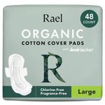 Rael Organic Cotton Cover Sanitary Towels - Heavy Absorbency, Ultra Thin Period Pads with Wings for Women, Unscented, Hypoallergenic, Vegan, Bulk Buy (Large, 48 Count)