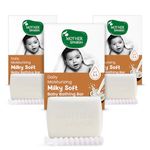 Mother Sparsh Moisturizing Milky Baby Bathing Soap Bar - 75g X 3 | pH 5.5 with Milk, Coconut Oil and Vitamin E, Prevents Dryness & Rashes